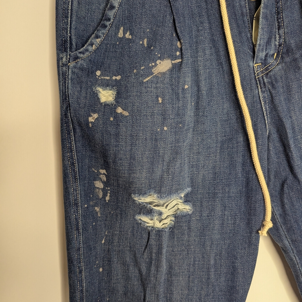 FREE PEOPLE Mixed Up Cotton Distressed Utility Jeans - Picture 5 of 15